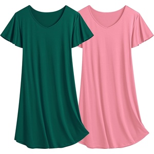image:imageEkouaer 2 Pack Womens Nightgown Short Sleeve Nightshirts Comfy Soft Pajama Sleep DressPink  Green