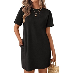 image:imageEkouaer Nightgowns for Women Cotton Sleep Shirts Tshirt Nightshirt Casual Sleepdress Pullover Dress with Pockets S3XLBlack