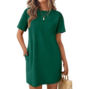 image:imageEkouaer Nightgowns for Women Cotton Sleep Shirts Tshirt Nightshirt Casual Sleepdress Pullover Dress with Pockets S3XLEvergreen