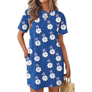 image:imageEkouaer Nightgowns for Women Cotton Sleep Shirts Tshirt Nightshirt Casual Sleepdress Pullover Dress with Pockets S3XLLeopard Flower