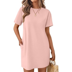 image:imageEkouaer Nightgowns for Women Cotton Sleep Shirts Tshirt Nightshirt Casual Sleepdress Pullover Dress with Pockets S3XLLight Pink