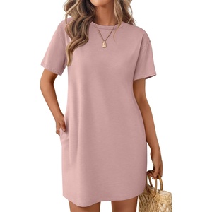image:imageEkouaer Nightgowns for Women Cotton Sleep Shirts Tshirt Nightshirt Casual Sleepdress Pullover Dress with Pockets S3XLLotus Pink