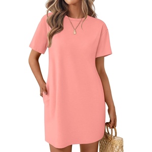image:imageEkouaer Nightgowns for Women Cotton Sleep Shirts Tshirt Nightshirt Casual Sleepdress Pullover Dress with Pockets S3XLOrange Pink
