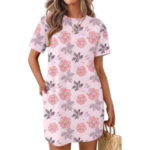 image:imageEkouaer Nightgowns for Women Cotton Sleep Shirts Tshirt Nightshirt Casual Sleepdress Pullover Dress with Pockets S3XLPink Flower