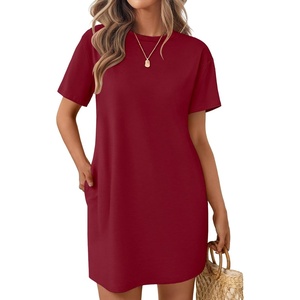 image:imageEkouaer Nightgowns for Women Cotton Sleep Shirts Tshirt Nightshirt Casual Sleepdress Pullover Dress with Pockets S3XLWine Red