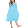 image:imageEkouaer Girls Nightgowns Toddler Pajamas Dress Sleep Nightshirts Princess Soft Sleepwear for KidsClear Blue