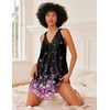 image:imageEkouaer Nightgown for Women Sleeveless Sleepwear Lightweight Racerback Sleep Shirt Pleated V Neck Night Dress Short ChemiseBlack Pink Sakura
