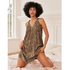 image:imageEkouaer Nightgown for Women Sleeveless Sleepwear Lightweight Racerback Sleep Shirt Pleated V Neck Night Dress Short ChemiseBrown Leopard