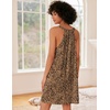 image:imageEkouaer Nightgown for Women Sleeveless Sleepwear Lightweight Racerback Sleep Shirt Pleated V Neck Night Dress Short ChemiseBrown Leopard