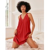 image:imageEkouaer Nightgown for Women Sleeveless Sleepwear Lightweight Racerback Sleep Shirt Pleated V Neck Night Dress Short ChemiseDark Red