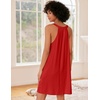 image:imageEkouaer Nightgown for Women Sleeveless Sleepwear Lightweight Racerback Sleep Shirt Pleated V Neck Night Dress Short ChemiseDark Red