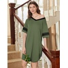 image:imageEkouaer Nightgowns for Women 2 Pack Sleepshirts Short Sleeve Nightshirt V Neck Sleepwear Casual Pajama DressBlackArmy Green