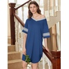 image:imageEkouaer Nightgowns for Women 2 Pack Sleepshirts Short Sleeve Nightshirt V Neck Sleepwear Casual Pajama DressBlackBlue