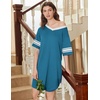 image:imageEkouaer Nightgowns for Women 2 Pack Sleepshirts Short Sleeve Nightshirt V Neck Sleepwear Casual Pajama DressBlackBlue Green