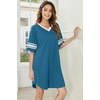 image:imageEkouaer Nightgowns for Women 2 Pack Sleepshirts Short Sleeve Nightshirt V Neck Sleepwear Casual Pajama DressBlackBlue Green