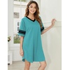 image:imageEkouaer Nightgowns for Women 2 Pack Sleepshirts Short Sleeve Nightshirt V Neck Sleepwear Casual Pajama DressBlackCeramic Green