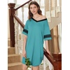 image:imageEkouaer Nightgowns for Women 2 Pack Sleepshirts Short Sleeve Nightshirt V Neck Sleepwear Casual Pajama DressBlackCeramic Green