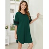 image:imageEkouaer Nightgowns for Women 2 Pack Sleepshirts Short Sleeve Nightshirt V Neck Sleepwear Casual Pajama DressBlackDark Green