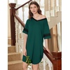 image:imageEkouaer Nightgowns for Women 2 Pack Sleepshirts Short Sleeve Nightshirt V Neck Sleepwear Casual Pajama DressBlackDark Green