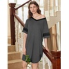 image:imageEkouaer Nightgowns for Women 2 Pack Sleepshirts Short Sleeve Nightshirt V Neck Sleepwear Casual Pajama DressBlackDark Grey