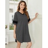 image:imageEkouaer Nightgowns for Women 2 Pack Sleepshirts Short Sleeve Nightshirt V Neck Sleepwear Casual Pajama DressBlackDark Grey