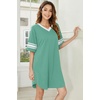 image:imageEkouaer Nightgowns for Women 2 Pack Sleepshirts Short Sleeve Nightshirt V Neck Sleepwear Casual Pajama DressBlackGrey Green