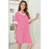 image:imageEkouaer Nightgowns for Women 2 Pack Sleepshirts Short Sleeve Nightshirt V Neck Sleepwear Casual Pajama DressBlackHot Pink