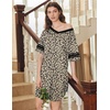 image:imageEkouaer Nightgowns for Women 2 Pack Sleepshirts Short Sleeve Nightshirt V Neck Sleepwear Casual Pajama DressBlackLeopard