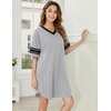 image:imageEkouaer Nightgowns for Women 2 Pack Sleepshirts Short Sleeve Nightshirt V Neck Sleepwear Casual Pajama DressBlackLight Grey
