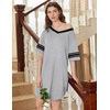 image:imageEkouaer Nightgowns for Women 2 Pack Sleepshirts Short Sleeve Nightshirt V Neck Sleepwear Casual Pajama DressBlackLight Grey