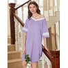 image:imageEkouaer Nightgowns for Women 2 Pack Sleepshirts Short Sleeve Nightshirt V Neck Sleepwear Casual Pajama DressBlackLilac