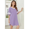image:imageEkouaer Nightgowns for Women 2 Pack Sleepshirts Short Sleeve Nightshirt V Neck Sleepwear Casual Pajama DressBlackLilac