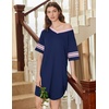 image:imageEkouaer Nightgowns for Women 2 Pack Sleepshirts Short Sleeve Nightshirt V Neck Sleepwear Casual Pajama DressBlackNavy Blue