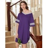 image:imageEkouaer Nightgowns for Women 2 Pack Sleepshirts Short Sleeve Nightshirt V Neck Sleepwear Casual Pajama DressBlackPurple