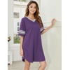 image:imageEkouaer Nightgowns for Women 2 Pack Sleepshirts Short Sleeve Nightshirt V Neck Sleepwear Casual Pajama DressBlackPurple