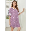image:imageEkouaer Nightgowns for Women 2 Pack Sleepshirts Short Sleeve Nightshirt V Neck Sleepwear Casual Pajama DressBlackStar Purple