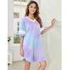 image:imageEkouaer Nightgowns for Women 2 Pack Sleepshirts Short Sleeve Nightshirt V Neck Sleepwear Casual Pajama DressBlackTie Dye