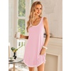 image:imageEkouaer Nightgowns for Women Bamboo Viscose Night Gown Sleeveless Sleepshirt Chemise Sleepwear Tank Sleep Dress S3XLPink