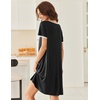 image:imageEkouaer Nightgowns for Women Short Sleeve Moo Moos Ladies House Dress with Pockets Pleated Sleepshirts Soft SleepwearBlack