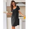 image:imageEkouaer Nightgowns for Women Short Sleeve Moo Moos Ladies House Dress with Pockets Pleated Sleepshirts Soft SleepwearBlack