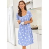 image:imageEkouaer Nightgowns for Women Short Sleeve Moo Moos Ladies House Dress with Pockets Pleated Sleepshirts Soft SleepwearBlue  White Birds