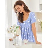 image:imageEkouaer Nightgowns for Women Short Sleeve Moo Moos Ladies House Dress with Pockets Pleated Sleepshirts Soft SleepwearBlue  White Birds