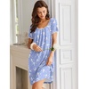 image:imageEkouaer Nightgowns for Women Short Sleeve Moo Moos Ladies House Dress with Pockets Pleated Sleepshirts Soft SleepwearBlue  White Birds
