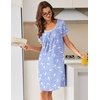 image:imageEkouaer Nightgowns for Women Short Sleeve Moo Moos Ladies House Dress with Pockets Pleated Sleepshirts Soft SleepwearBlue  White Birds