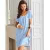 image:imageEkouaer Nightgowns for Women Short Sleeve Moo Moos Ladies House Dress with Pockets Pleated Sleepshirts Soft SleepwearBlue Flowers