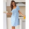 image:imageEkouaer Nightgowns for Women Short Sleeve Moo Moos Ladies House Dress with Pockets Pleated Sleepshirts Soft SleepwearBlue Flowers