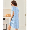 image:imageEkouaer Nightgowns for Women Short Sleeve Moo Moos Ladies House Dress with Pockets Pleated Sleepshirts Soft SleepwearBlue Flowers