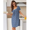 image:imageEkouaer Nightgowns for Women Short Sleeve Moo Moos Ladies House Dress with Pockets Pleated Sleepshirts Soft SleepwearBlue White  Red Florals
