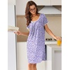 image:imageEkouaer Nightgowns for Women Short Sleeve Moo Moos Ladies House Dress with Pockets Pleated Sleepshirts Soft SleepwearBlue White Polka Dots