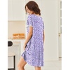 image:imageEkouaer Nightgowns for Women Short Sleeve Moo Moos Ladies House Dress with Pockets Pleated Sleepshirts Soft SleepwearBlue White Polka Dots
